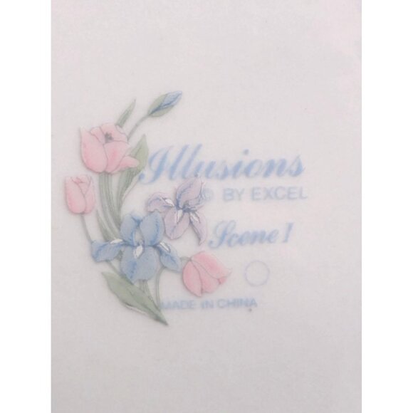 Illusions By Excel Scene 1 Floral Rim 7" Bread Plate Replacement Set of 4 - Picture 9 of 9